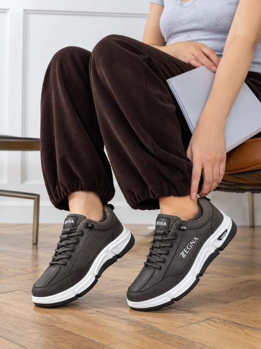 Erkaklar uchun Zegna krossovkalari, sun’iy charm, bog‘ichli, kundalik, 40–44