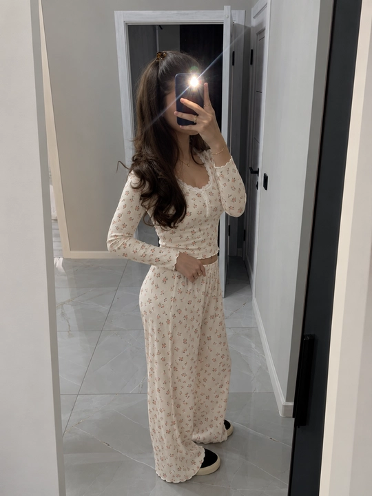 Ayollar va qizlar uchun komplekt tungi kiym, pijama, paxtali va sifatli mato
