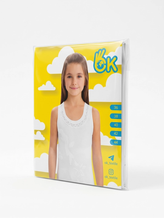 Майка для девочек, нательная, 100% хлопок, 5–14 лет