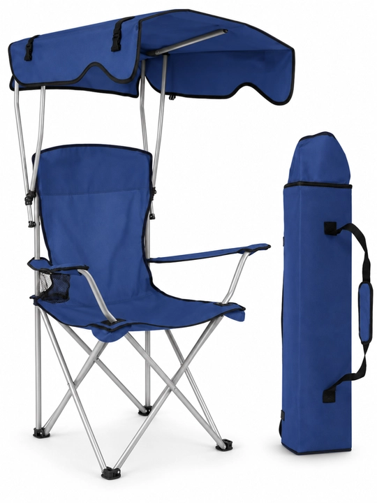 Kemping va piknik uchun soyabonli yig‘ma stul, 45×45×127 sm