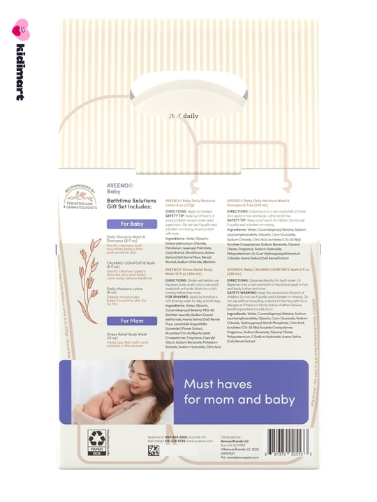 Aveeno Baby Bathtime Solutions, «Ona va chaqaloq» sovg‘a to‘plami, 4 dona