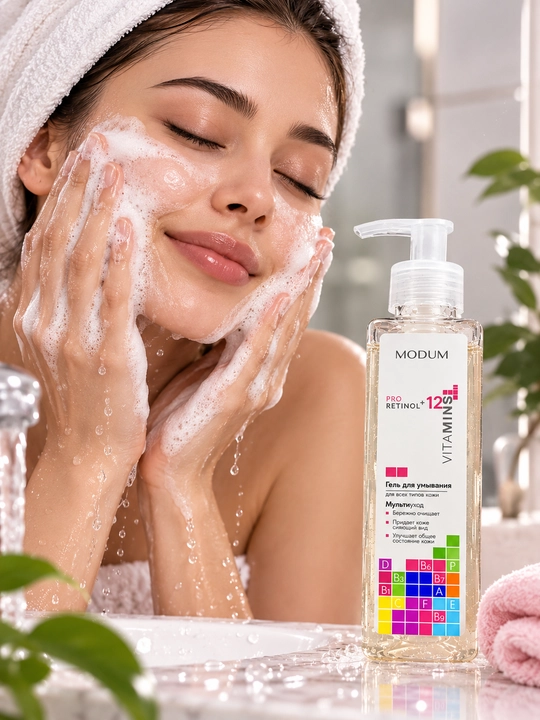Гель для умывания Modum Pro Retinol + 12 Vitamins, для всех типов кожи, 260 г