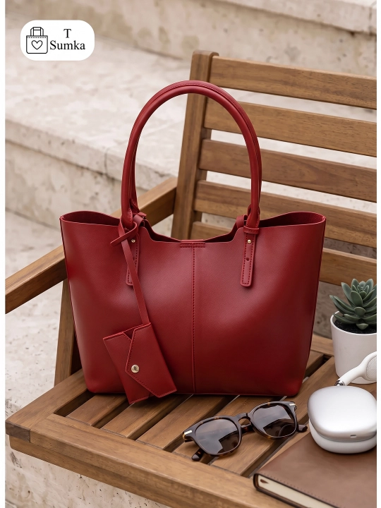 Ayollar shopper sumkasi, katta hamyonli, o‘qish va ish uchun mo‘ljallangan, sig‘imli