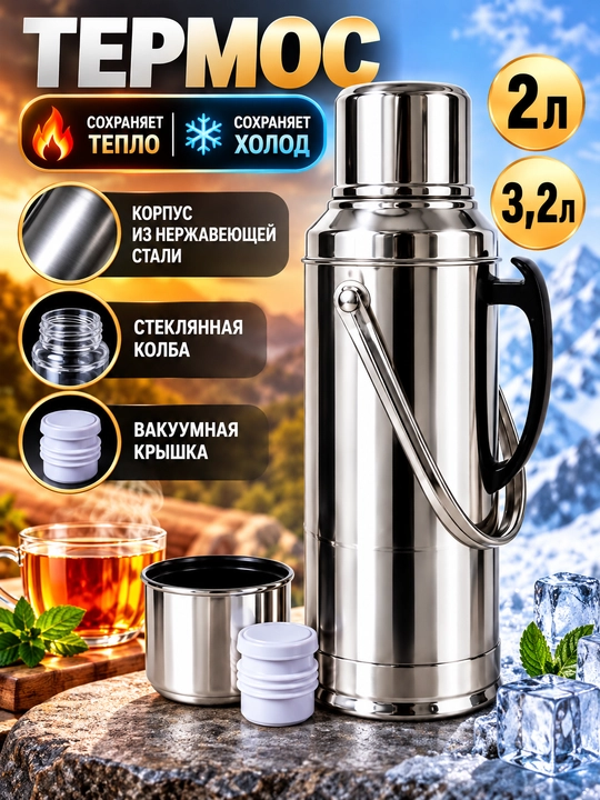 Вакуумный термос-чайник нержавеющая сталь