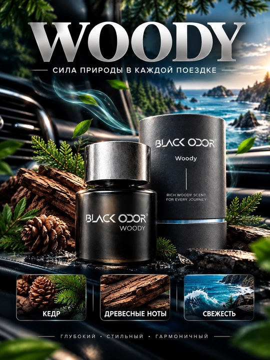 Avtomobil aromatizatori BLACK ODOR 50 ml, mashina saloni uchun premium atir