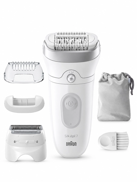 Эпилятор Braun Silk-épil 7 SE7-041, 40 пинцетов, Wet & Dry, аккумуляторный, серебристый