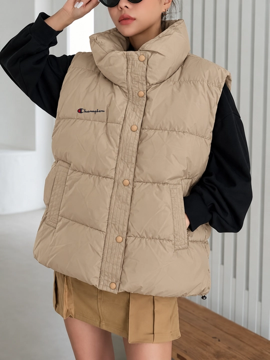 Ayollar uchun qaviqli jilet, baland yoqali cho‘ntakli nimcha, yengsiz kurtka, S, M, L, XL