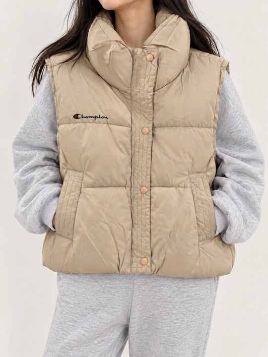 Ayollar uchun qaviqli jilet, baland yoqali cho‘ntakli nimcha, yengsiz kurtka, S, M, L, XL
