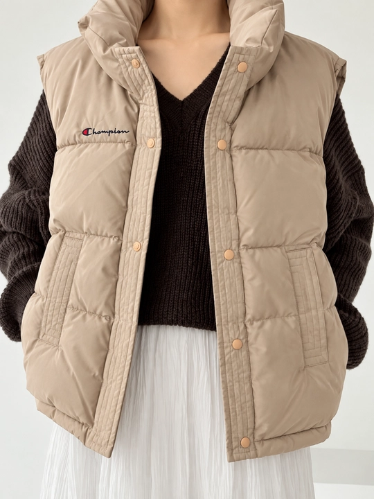 Ayollar uchun qaviqli jilet, baland yoqali cho‘ntakli nimcha, yengsiz kurtka, S, M, L, XL