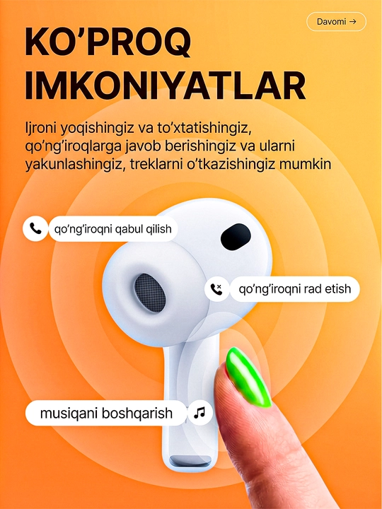 Pods Pro 3 simsiz quloqchinlari, Bluetooth 6.0, ANC, sovg‘a sifatida g‘ilof
