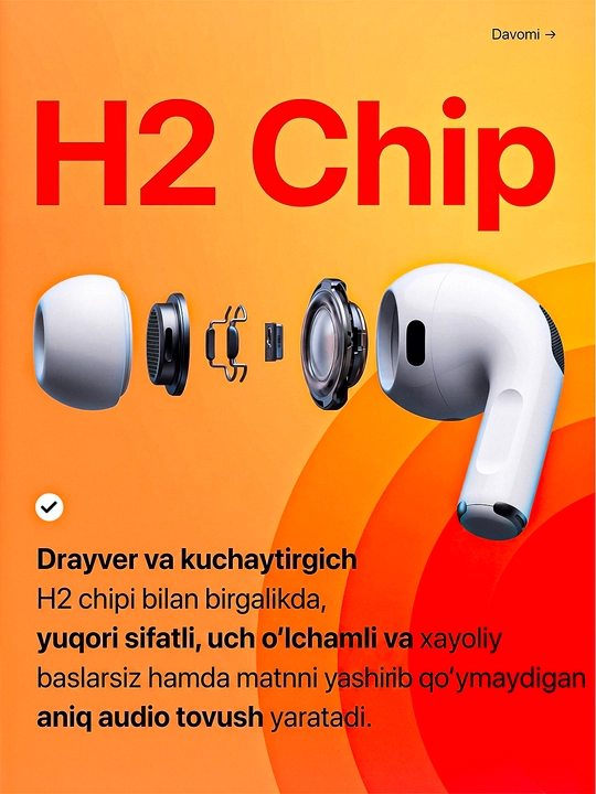 Pods Pro 3 simsiz quloqchinlari, Bluetooth 6.0, ANC, sovg‘a sifatida g‘ilof