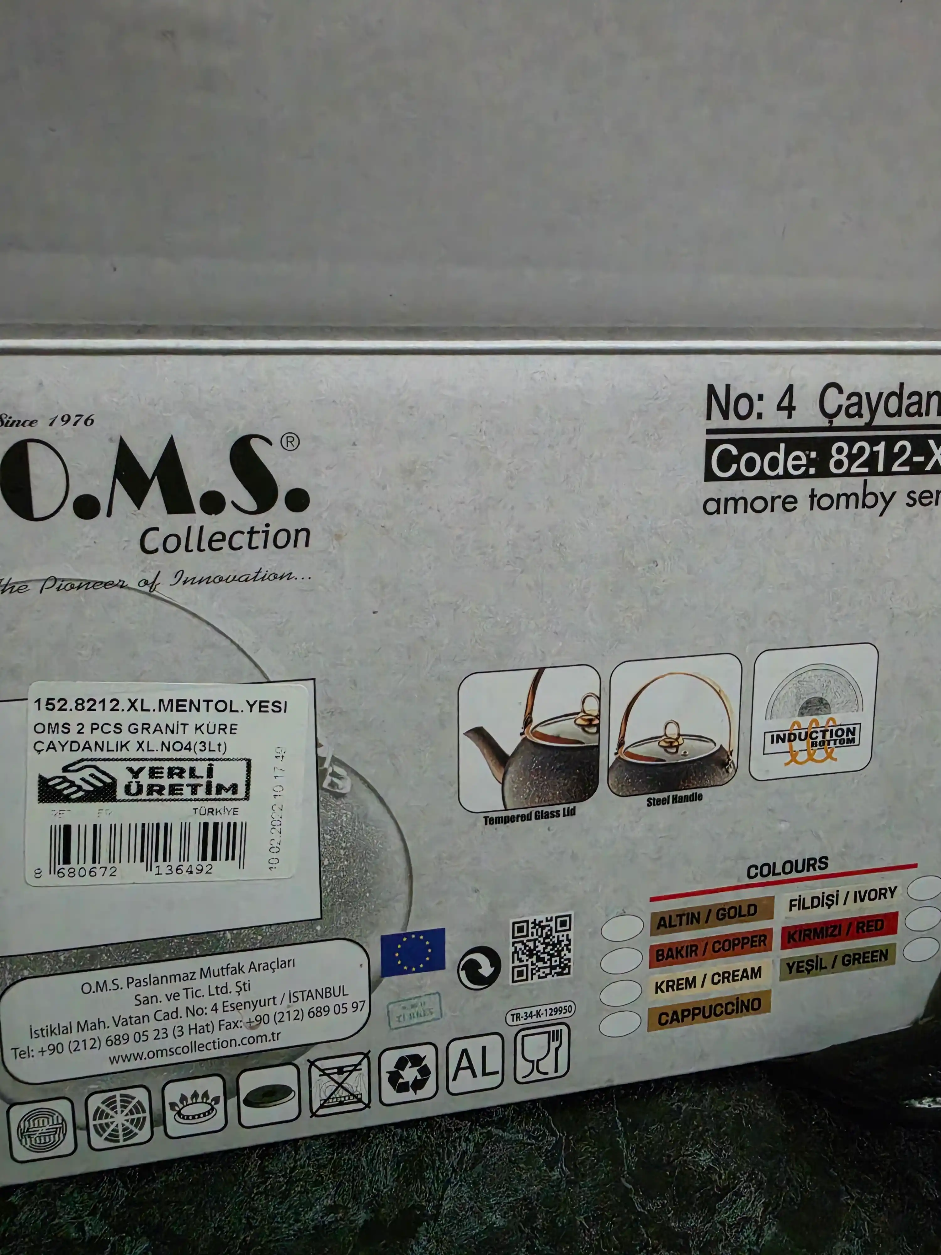 Чайник O.M.S 8212, подходит для всех типов плит, с гранитным покрытием