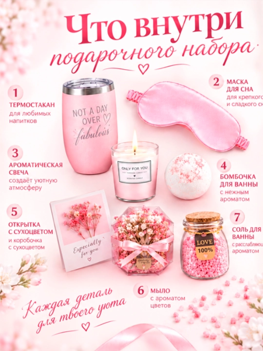 Spa to'plami, ayollar uchun sovg'a qutisi, termos krujkasi bilan