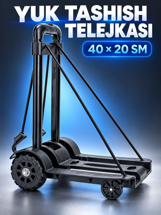 Тележка грузовая, складная с телескопической ручкой, платформа 40×20 см - 
