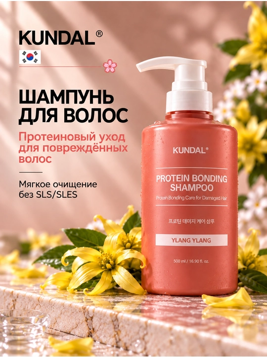 KUNDAL Бессульфатный протеиновый шампунь Protein Bonding Shampoo, 500 мл - 