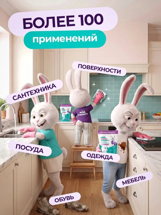 Ko‘p funksiyali kislorodli dog‘ ketkazuvchi "Moy, Super Rabbit!", 1000 g