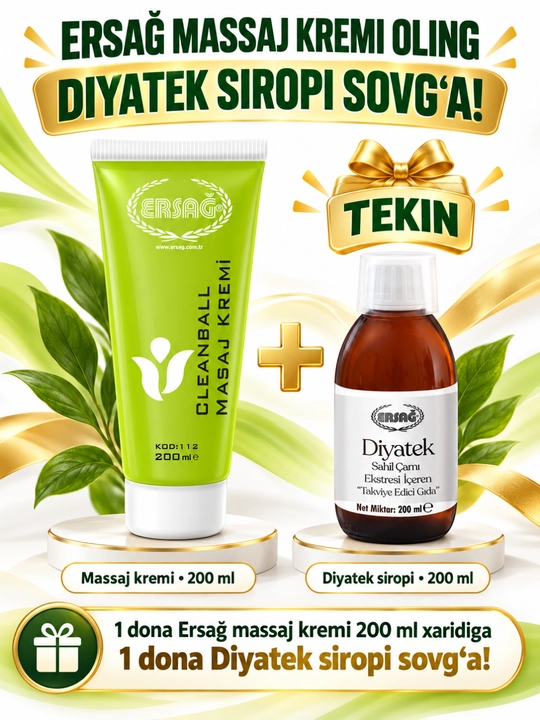 Ersağ Cleanball tana uchun massaj kremi, mentol va moychechak bilan, 200 ml - 