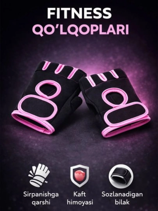 Fitness qo‘lqoplari – sirpanishga qarshi, kaft himoyasi va sozlanadigan bilak - 