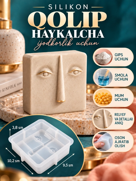 Gips, smola va mumdan haykalchalar uchun silikon qolip, mold