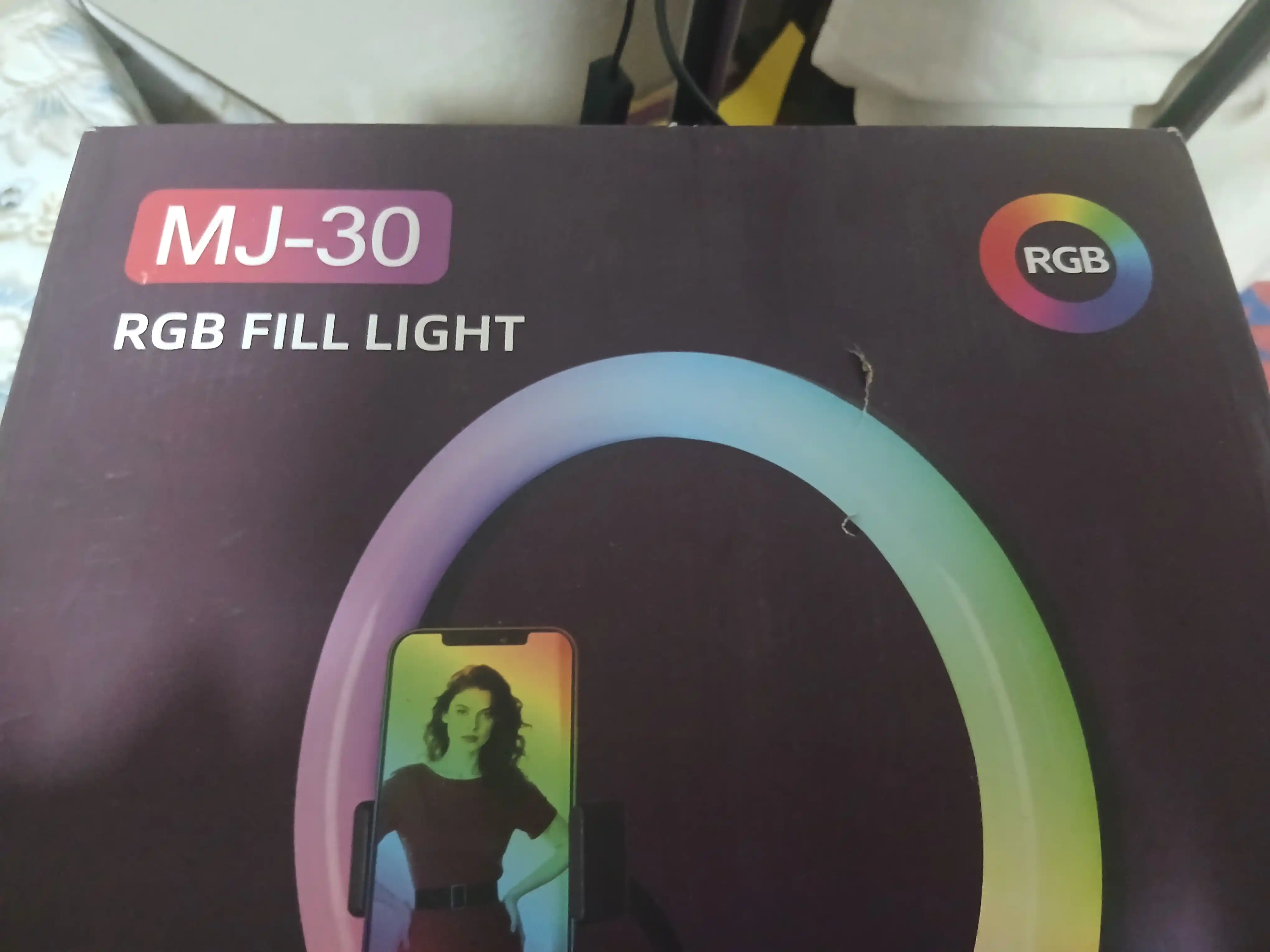 Halqali selfi lampa, LED RGB, shtativ bilan, 7 ta olcham, 26 - 56sm