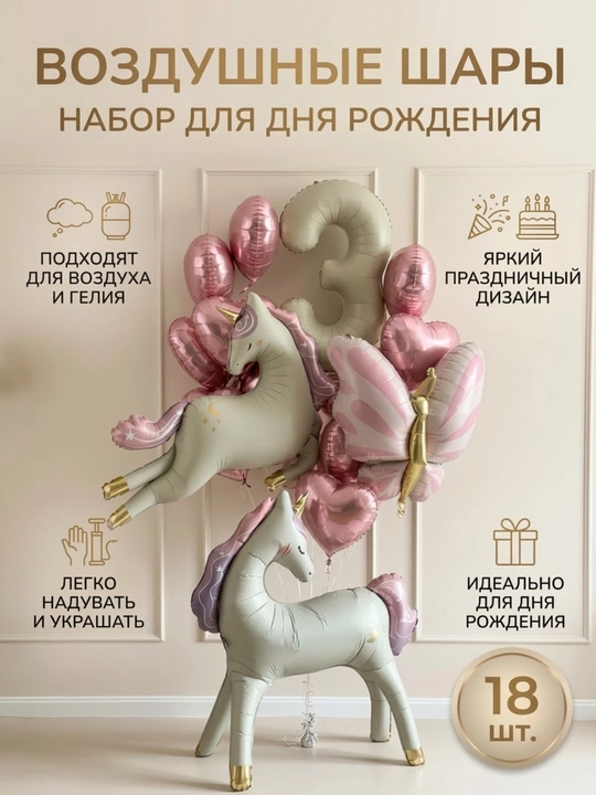 Набор воздушных шаров для дня рождения, украшение праздника, фотозона - 