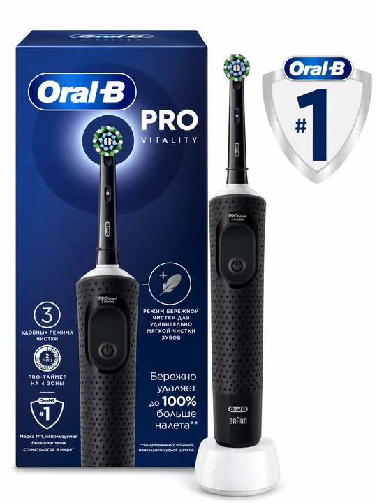 Elektr tish cho‘tkasi Oral-B D103.413.3, akkumulyatorli, taymerli, qora