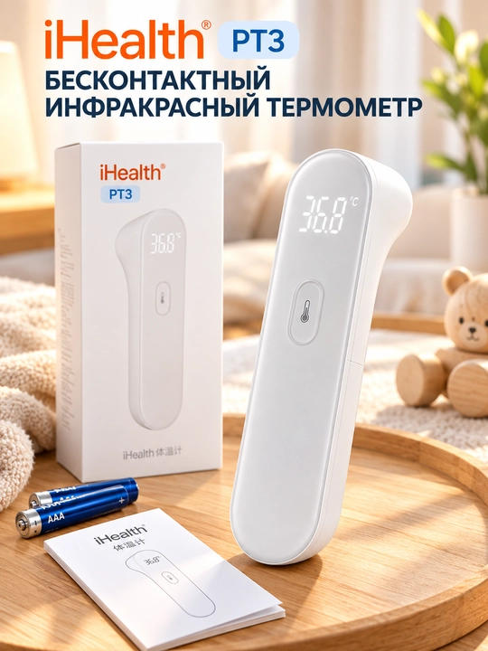 Бесконтактный инфракрасный термометр iHealth PT3 для измерения температуры тела