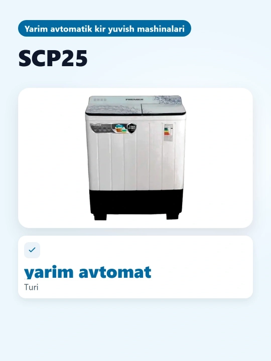 Kir yuvish mashinasi, yarim avtomatik PRMWM07-SCP25