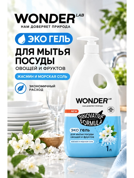Idish-tovoqlar uchun ekologik gel, 1 l - 