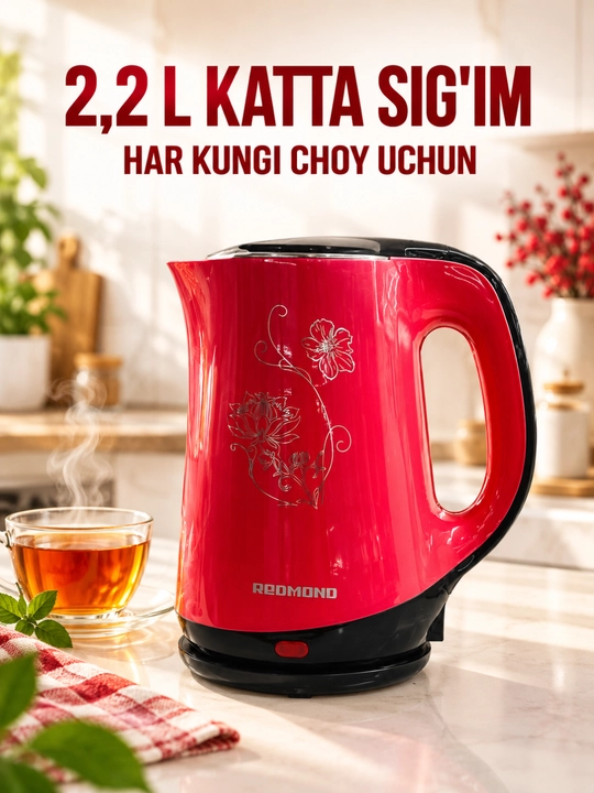 Elektr choynak REDMOND, katta sig‘imli, qizil va ko‘k, 2,2 L