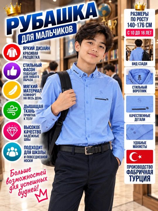 Uzun yengli maktab ko'ylagi. Turkiya