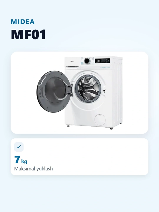 Стиральная машина Midea с технологией HealthGuard, 7 кг MF01
