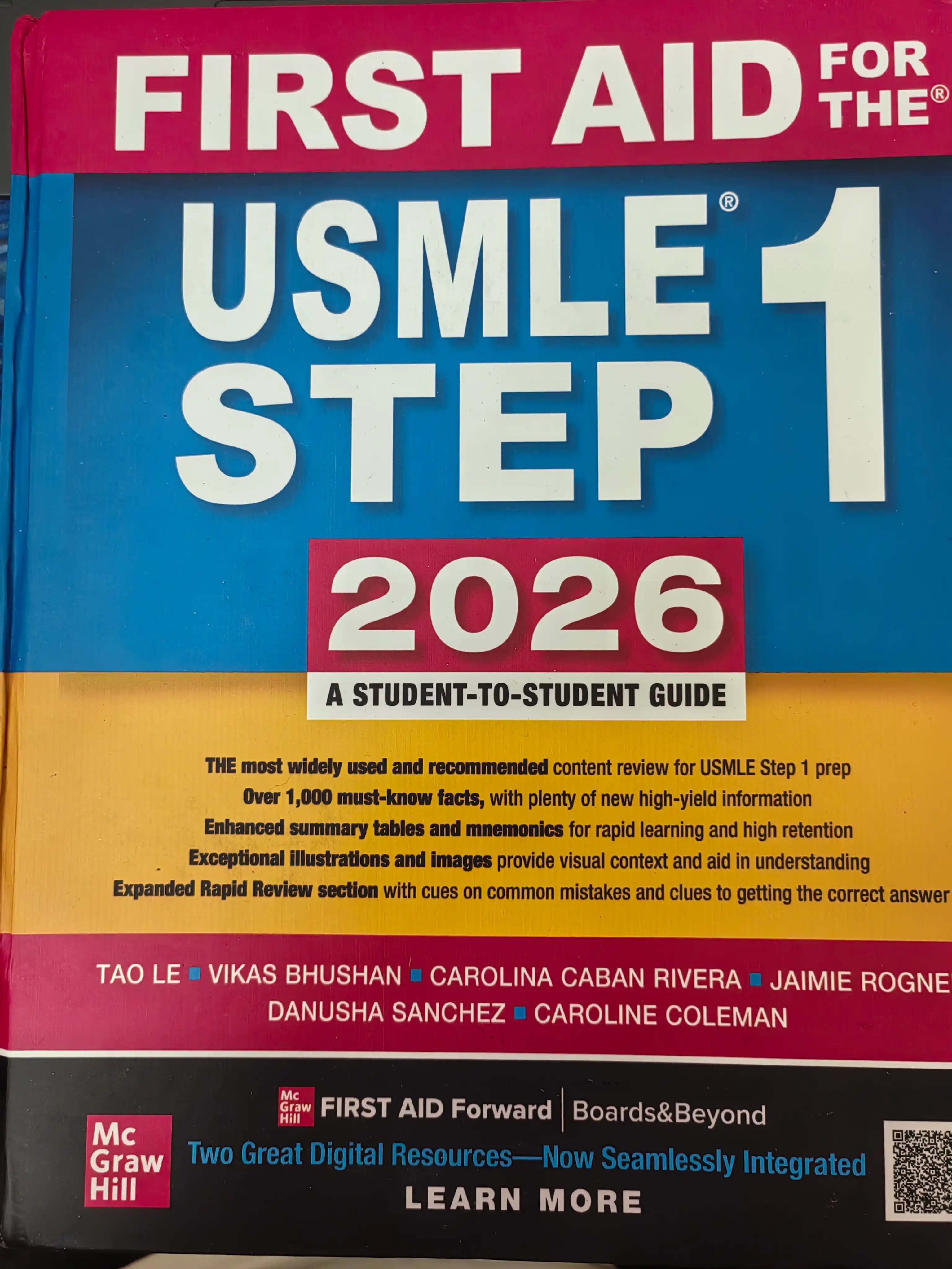 Tibbiyot kitobi, Usmle uchun birinchi yordam 1-qadam 2026, A4 formatidagi imtihonga tayyorgarlik