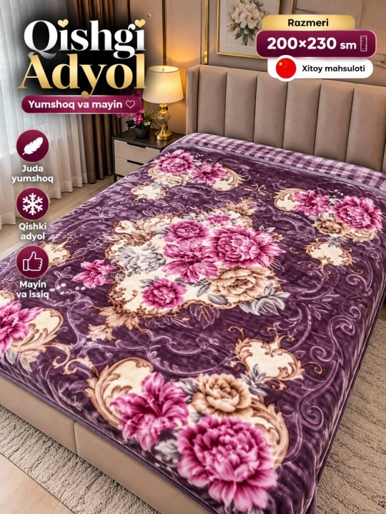 2 kishilik Xitoy adyol, issiq va qalin adyol, adyol, gulli adyol, qishgi adyol - 