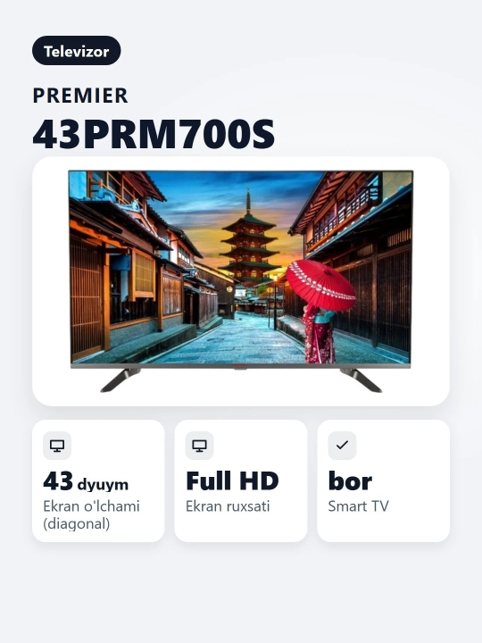 Телевизор Premier 43PRM700S, Full HD Smart TV