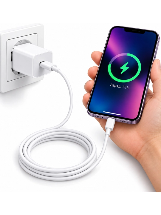 USB-C — Lightning kabel, 1 m, quvvatlash va ma’lumot uzatish uchun