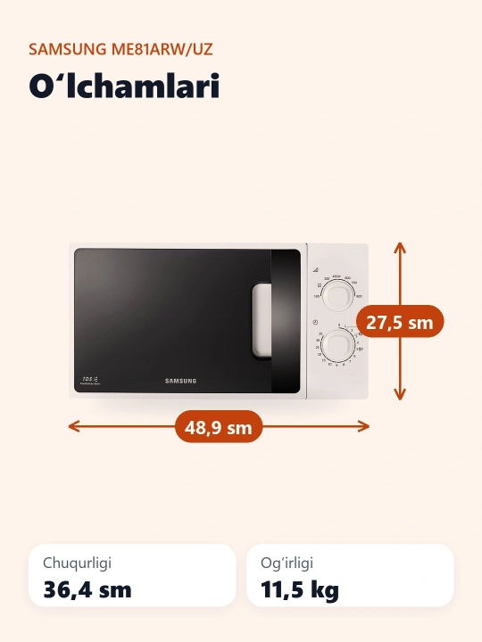 Mikroto'lqinli pech Samsung ME81ARW/UZ