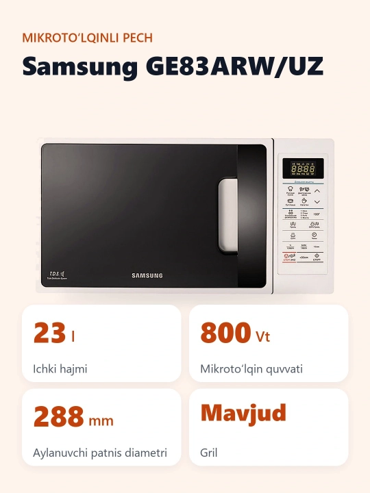 Mikroto'lqinli pech Samsung GE83ARW/UZ