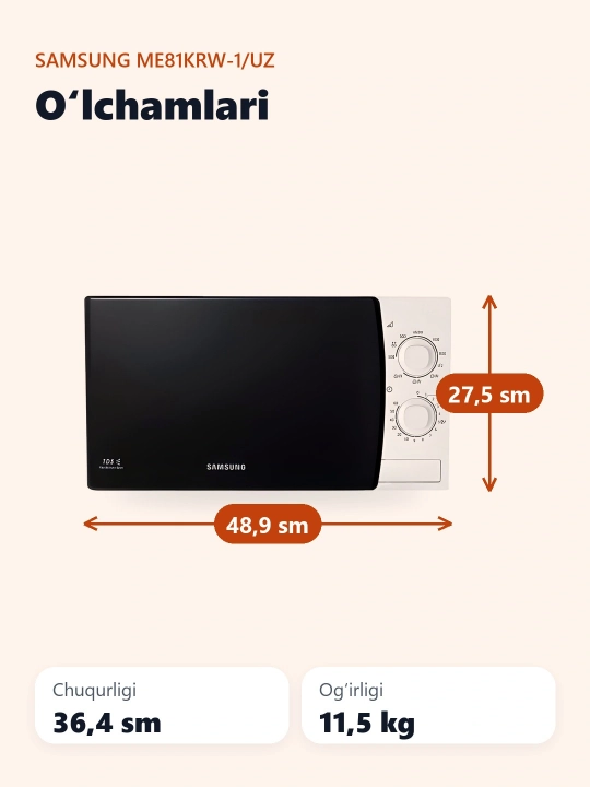 Mikroto'lqinli pech Samsung ME81KRW-1/UZ