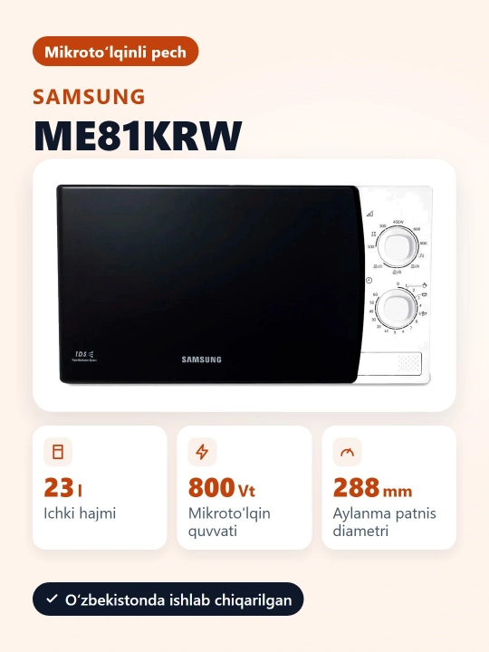 Mikroto'lqinli pech Samsung ME81KRW-1/UZ