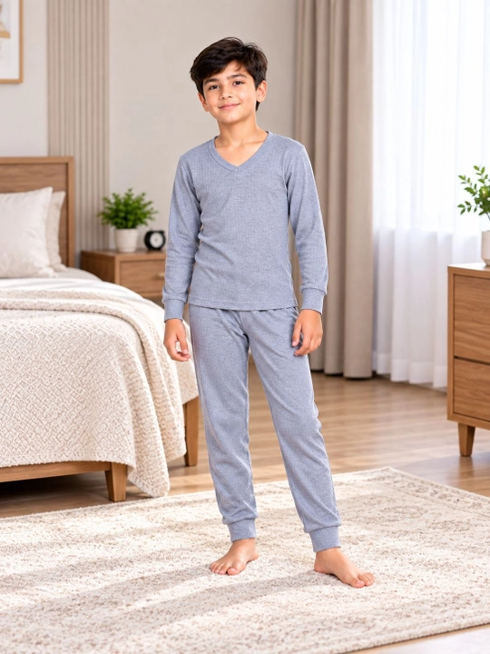11-14 yoshli o‘g‘il bolalar uchun kuzgi pijama, uzun yengli, yumshoq va qulay uy kiyimi - 