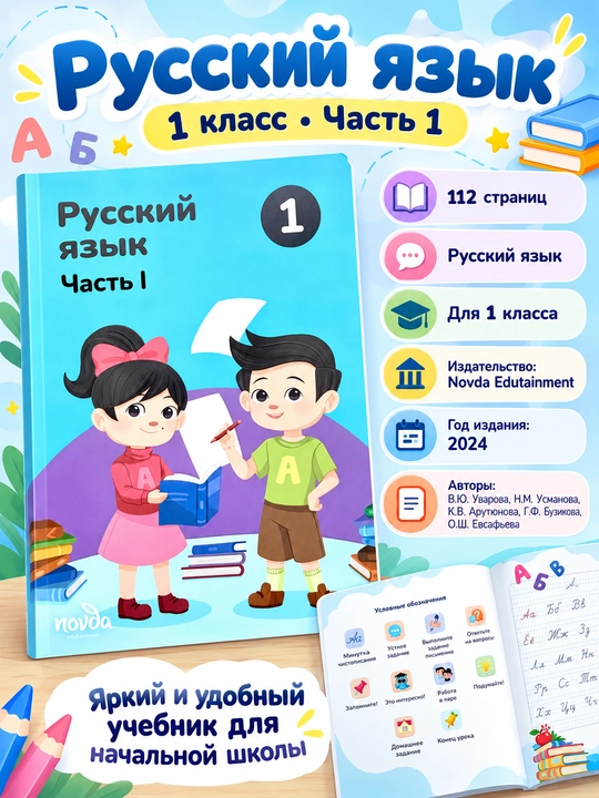 Русский язык 1 класс. Часть 1 —  112 страниц - Novda 2024 - 