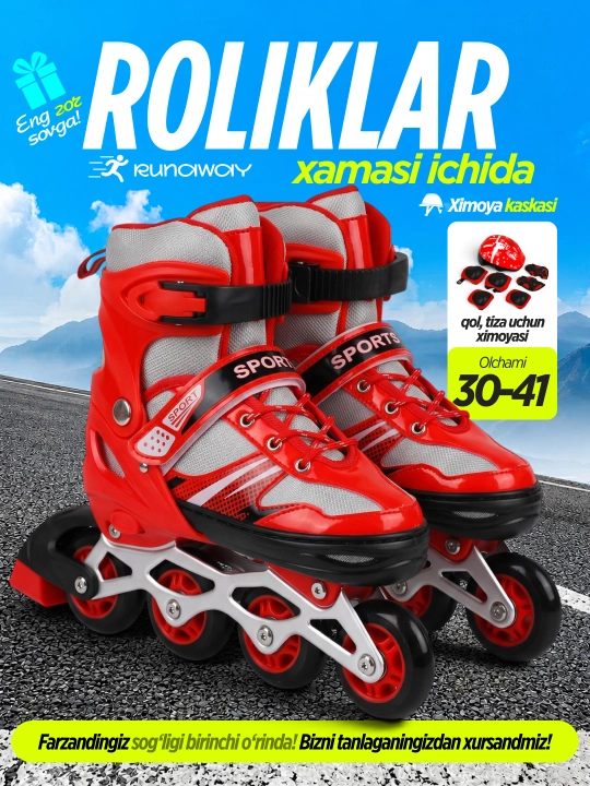 Bolalar va kattalar uchun, suriladigan rolikli konkilar - 