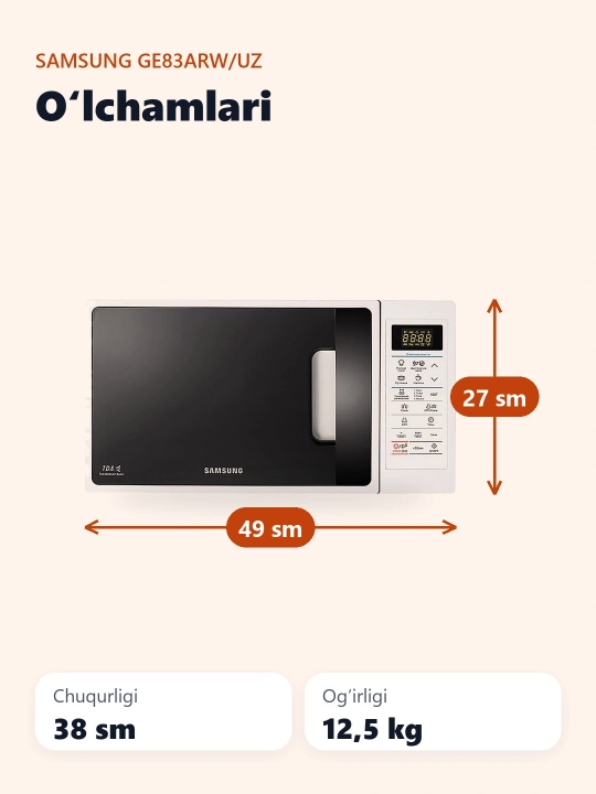 Mikroto'lqinli pech Samsung GE83ARW/UZ
