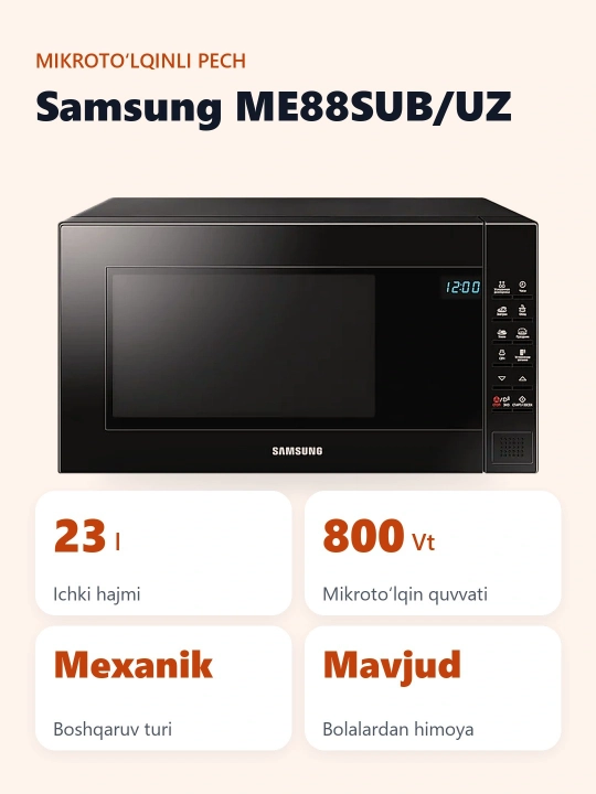 Mikroto'lqinli pech Samsung ME88SUB/UZ