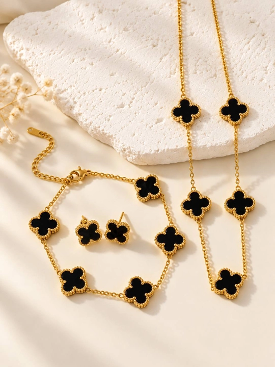 Ювелирный комплект Van Cleef: кольцо, серьги, цепочка