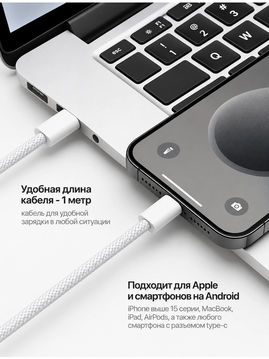 IPhone/Android uchun Type-C/Lightning/USB kabel