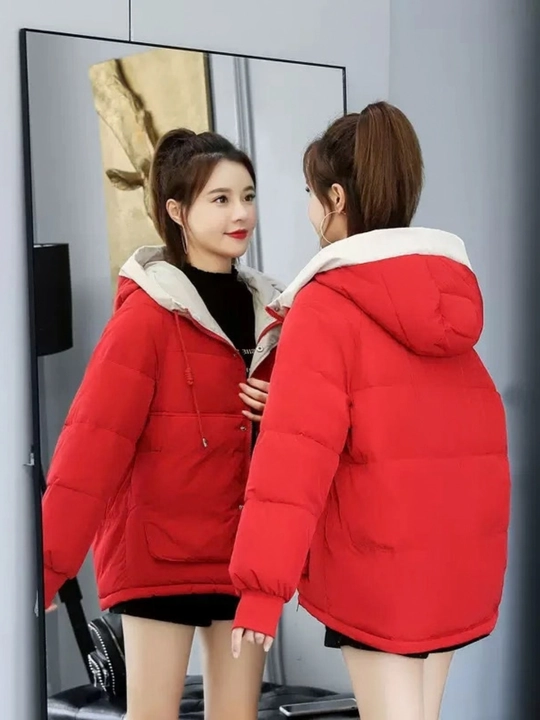 Kurtka ayollar uchun, oversize, qalin kapishoni bilan still koreyskiy kuz va qish uchun