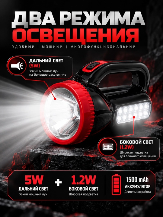 2623 kms ko'p funksiyali qayta zaryadlanuvchi LED fonar kuchli yorug'likli portativ chiroq - 