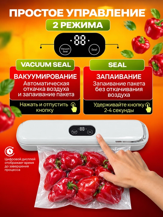 Sonifer vakuumatori, vakuum qadoqlagichi va turli o‘lchamdagi vakuumator qoplar